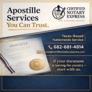 Certified Notary & Apostille Service Express- DFW Texas Mobile Notary & Dallas Texas Apostille Services