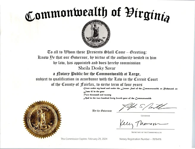 Sheila Savar, Virginia Mobile Notary and Apostille Services