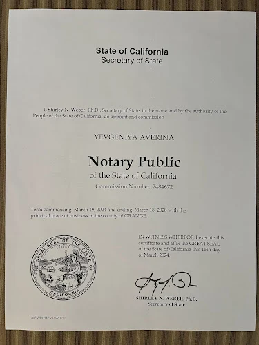 Gina Averina, Mobile Notary Public